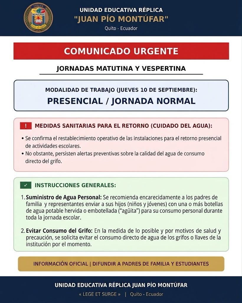 Comunicado Institucional - Colegio Réplica Montúfar