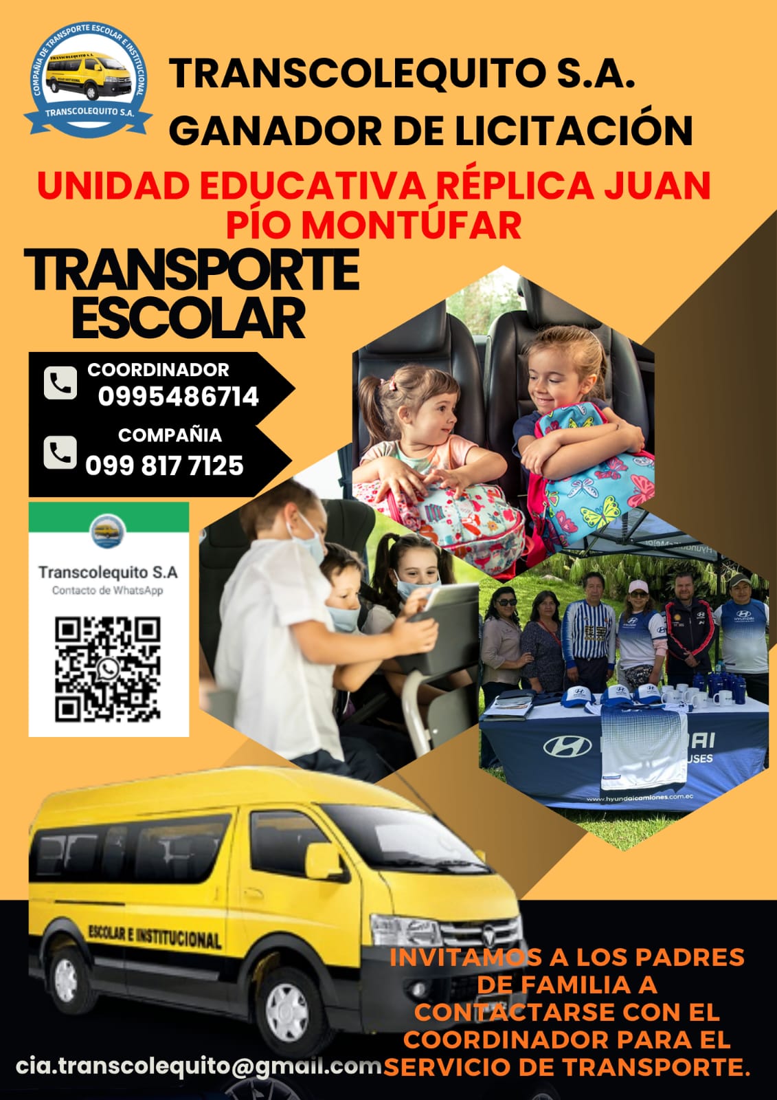 Transporte escolar del colegio réplica juan pío montúfar